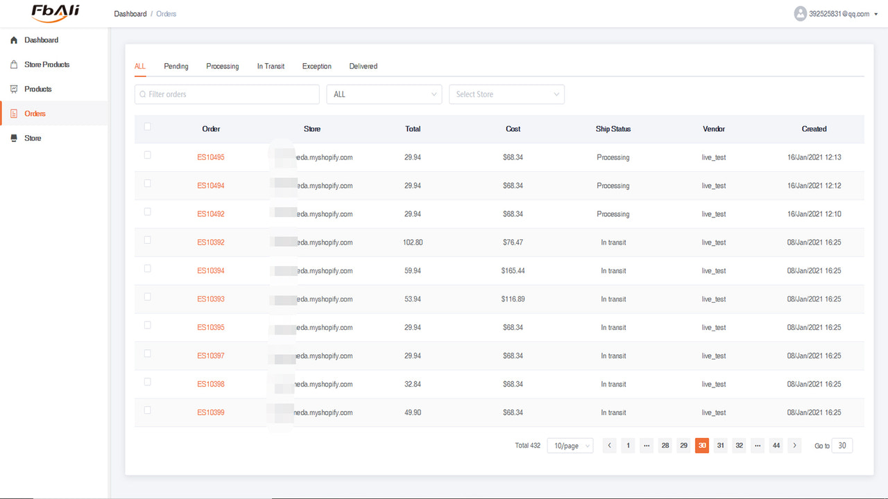 gestion des commandes