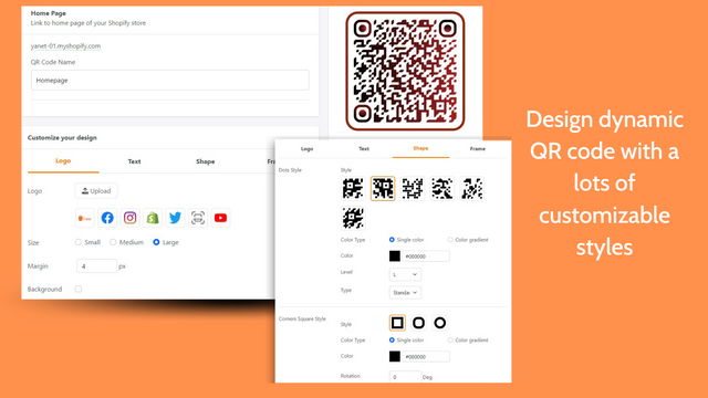 Design dynamic QR Codes with lots of customizable styles.