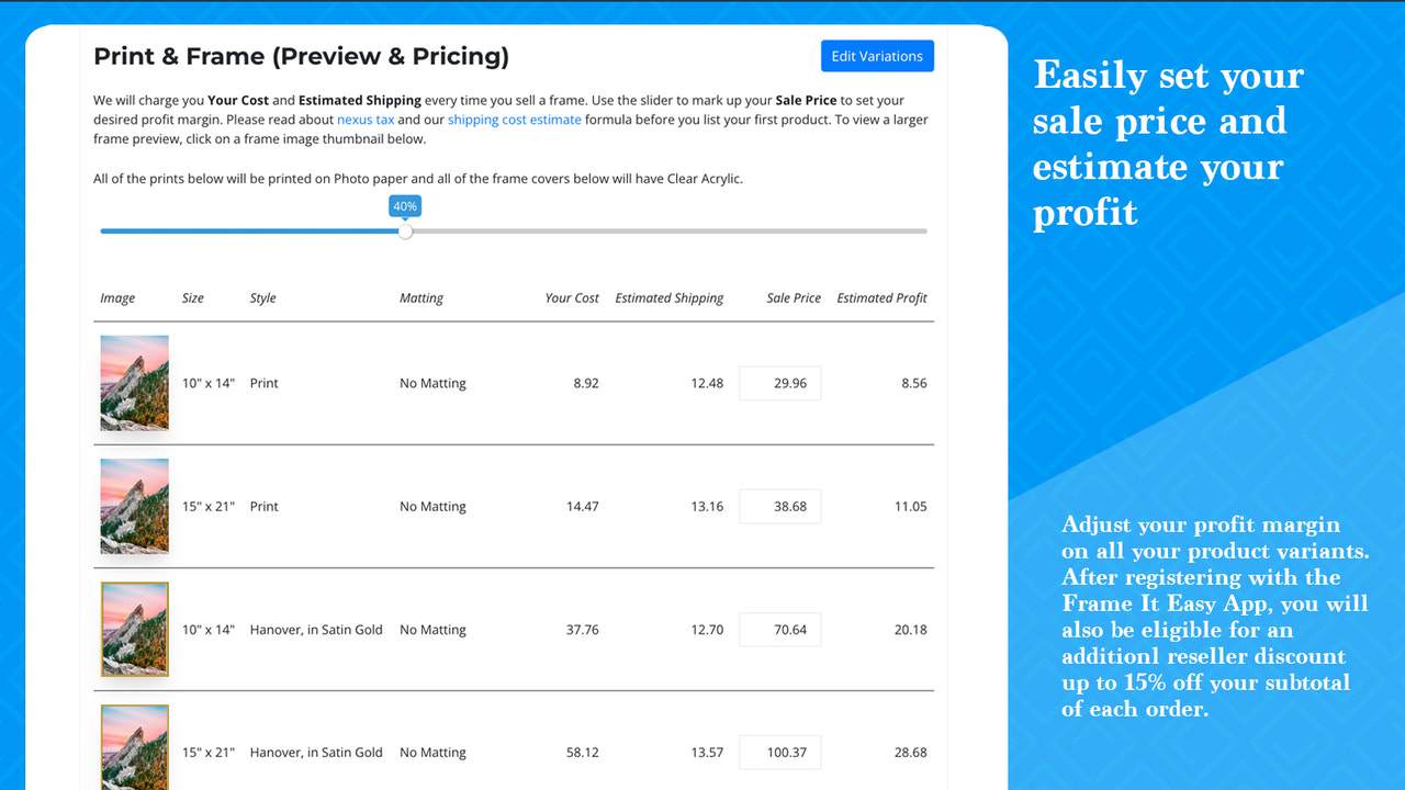 Set markup price