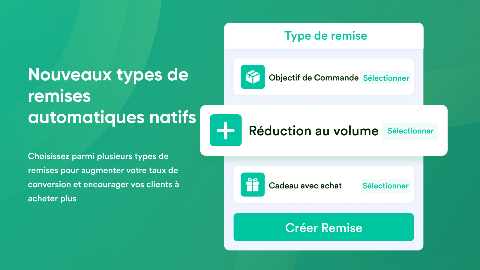 Les types de remises Discount Kit apparaissent de manière native