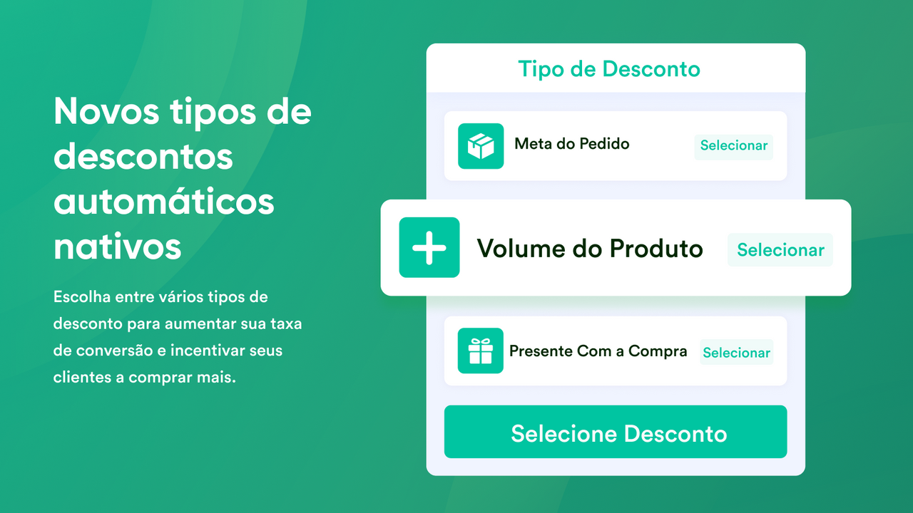 Os tipos de desconto do Discount Kit aparecem nativamente