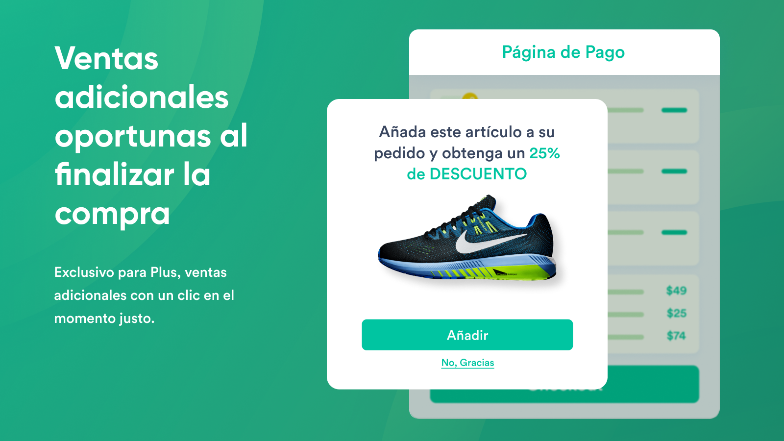 Ventas adicionales en la página de pago