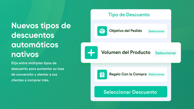 Los tipos de descuento deDiscount Kit aparecen de forma nativa