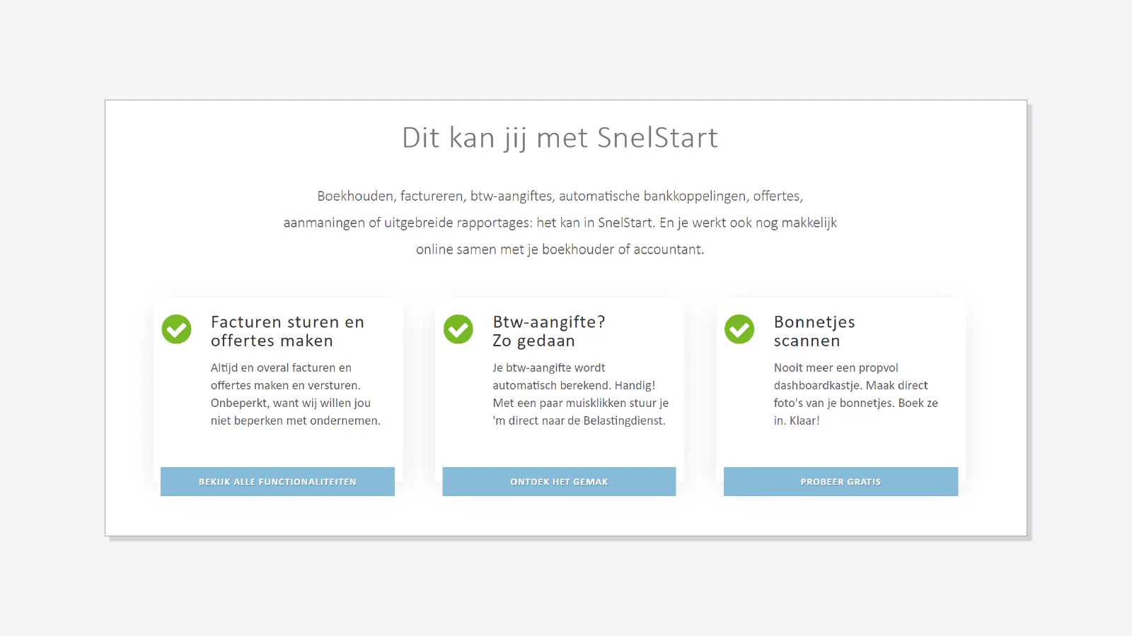 snelstart features