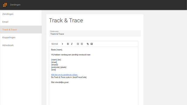 Senden Sie Ihre eigenen Track & Trace-E-Mails.