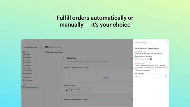 Fulfillment settings