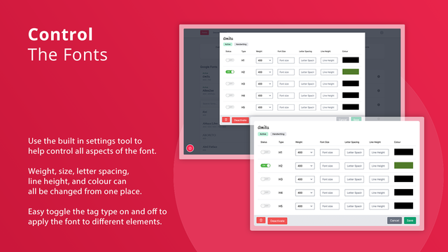 Configuraciones de fuentes