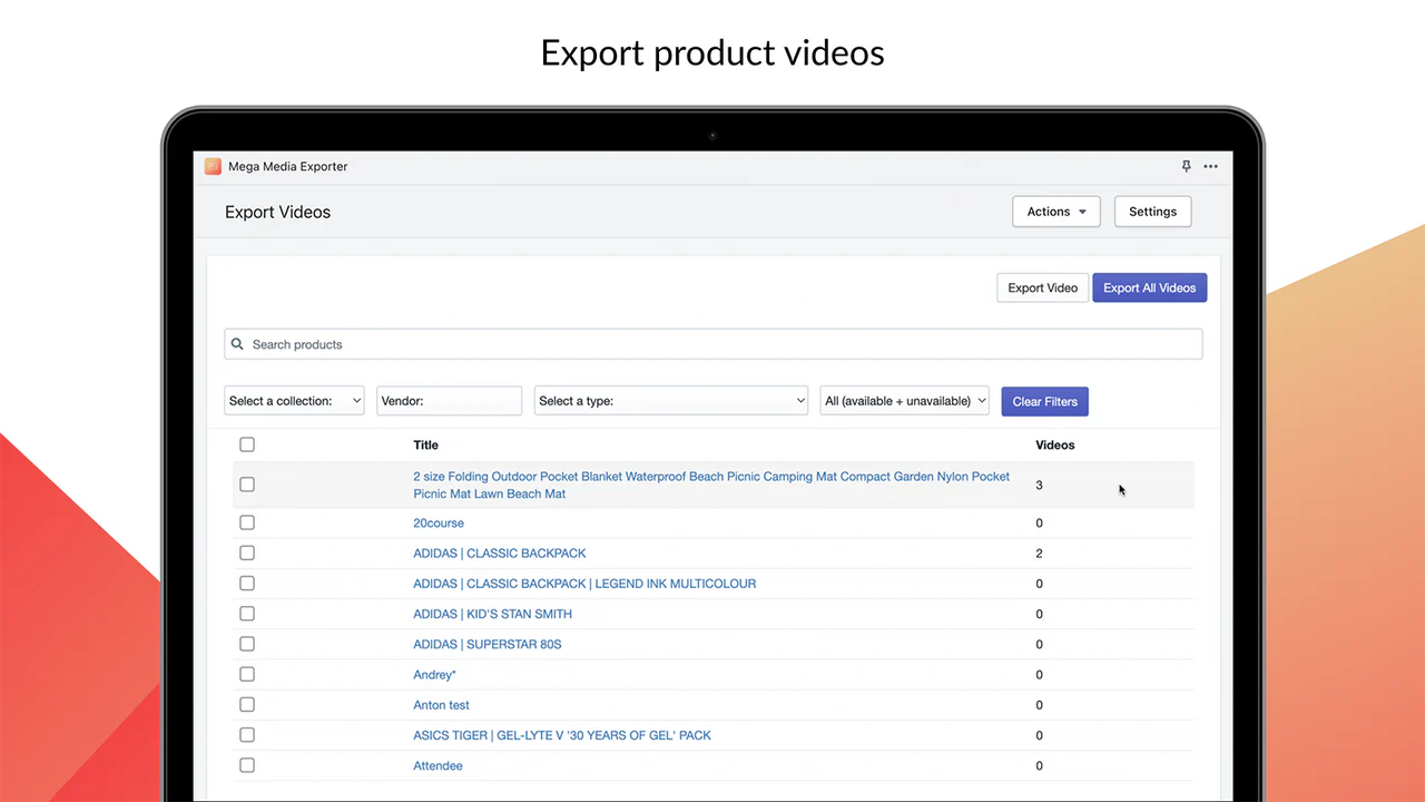 Mega Media Exporter – exporteer productvideo's 