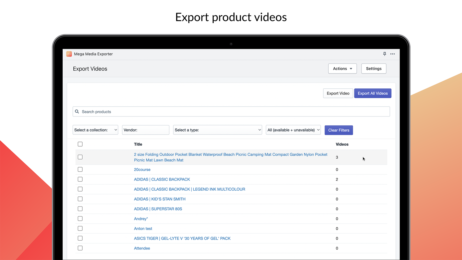 Mega Media Exporter – exportar vídeos de produtos