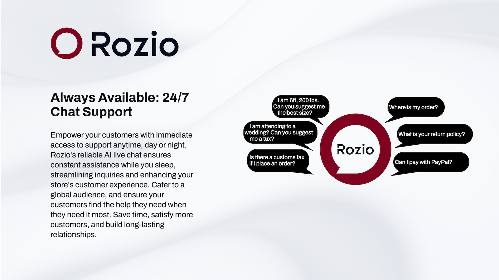 Rozio: suporte de chat 24/7 para satisfação do cliente