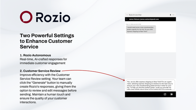 Two Rozio modes: autonomous & reviewed chat support