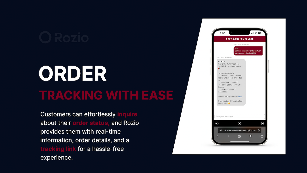 Rozio AI: Moeiteloze ordertracking met realtime updates.