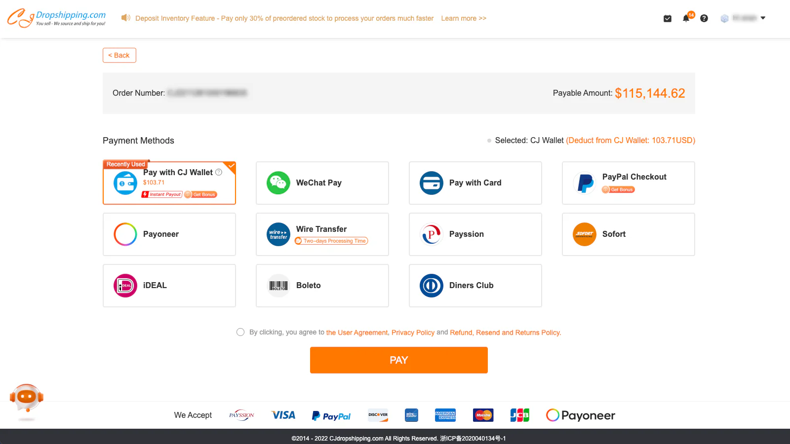 Vários métodos de pagamento, incluindo Paypal e cartão de crédito.