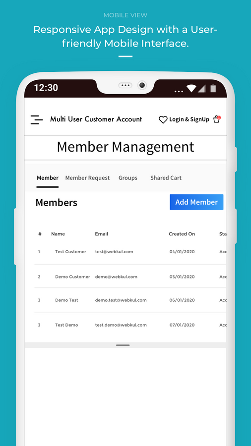 mobile view - member management