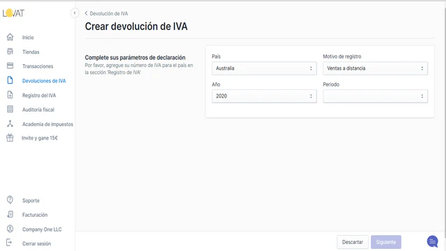 Completar la declaración LOVAT