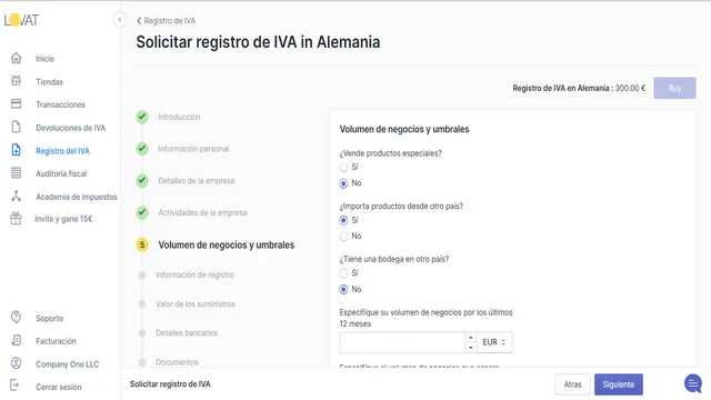 Solicitar registro de IVA LOVAT