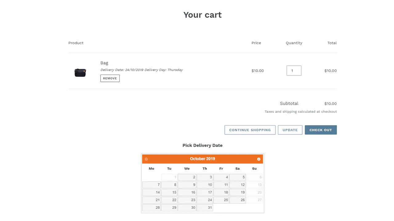 Widget on cart page