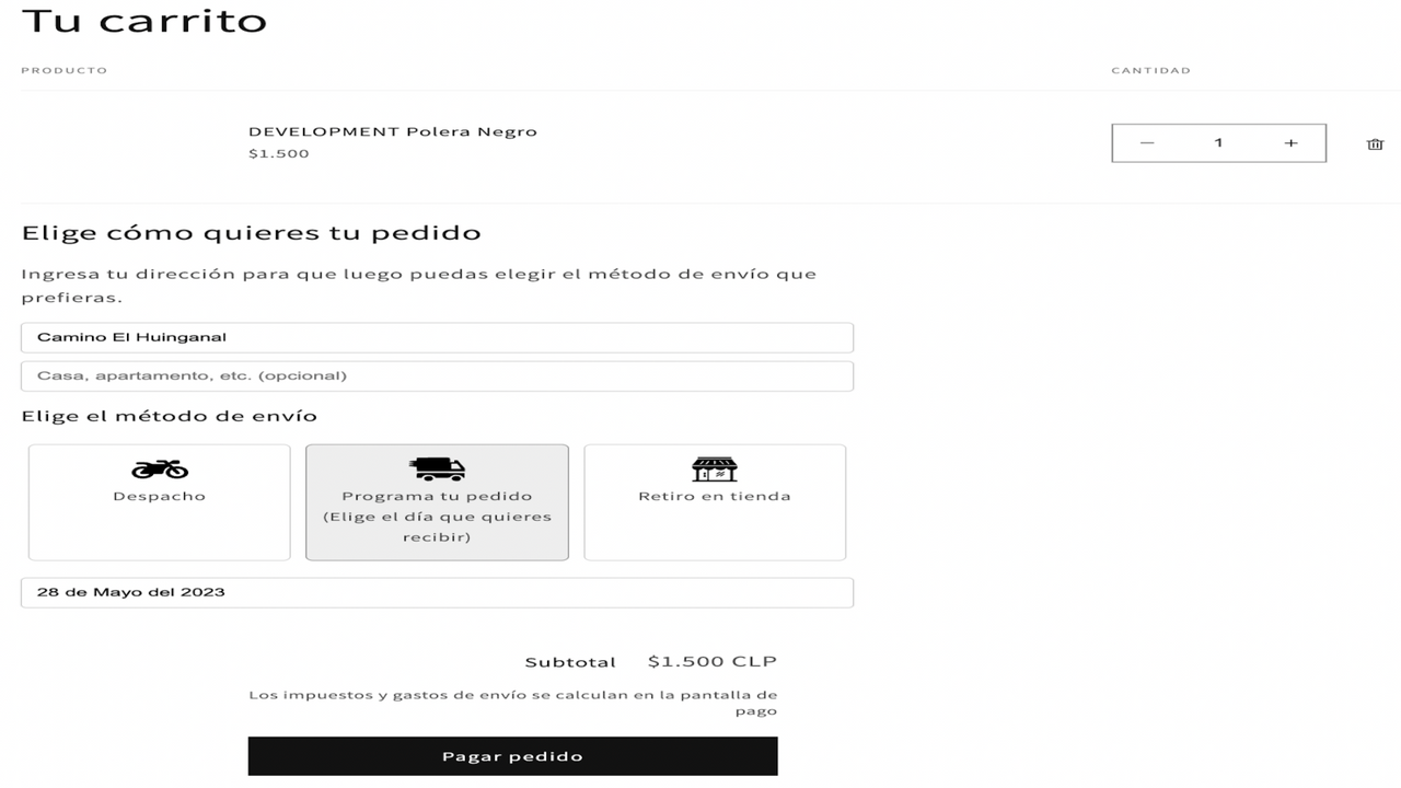 Cart form with scheduled rate type