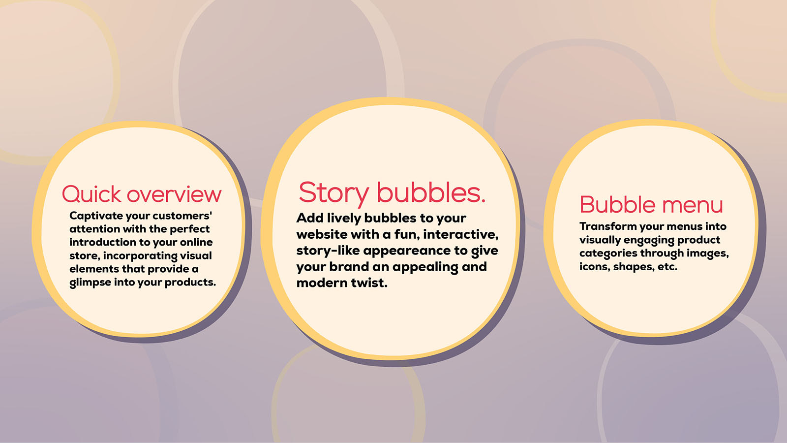 Características del Menú de Burbujas de Historia