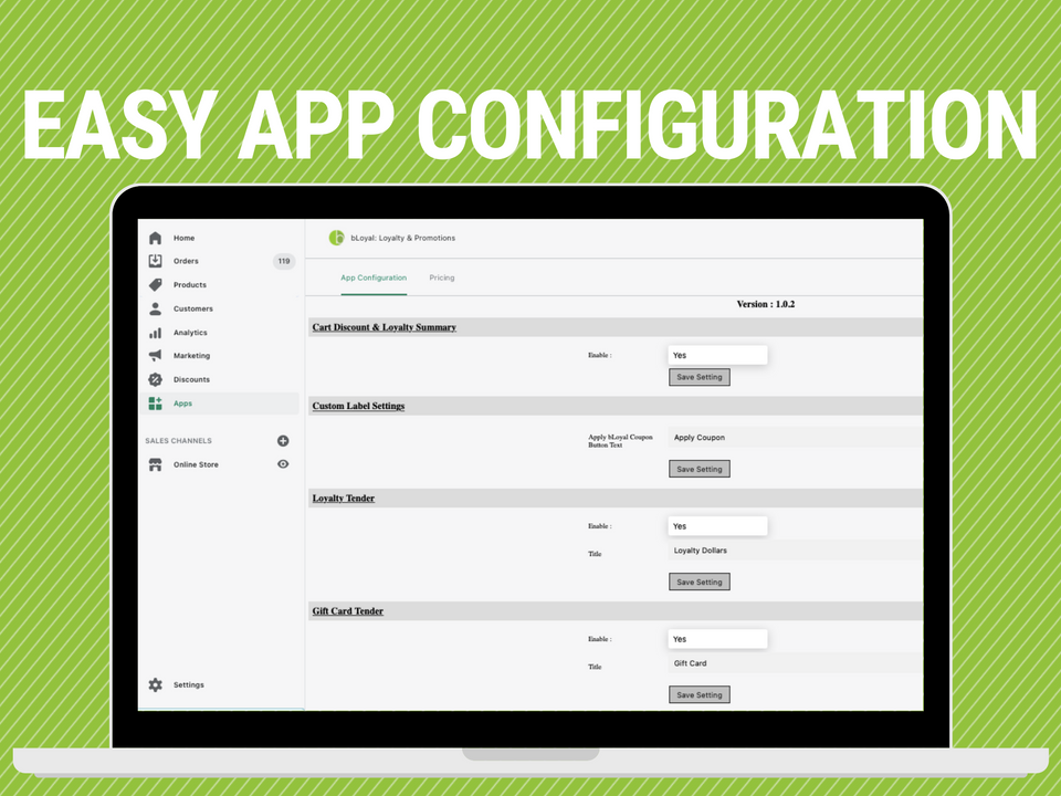 Configuration facile de l'application