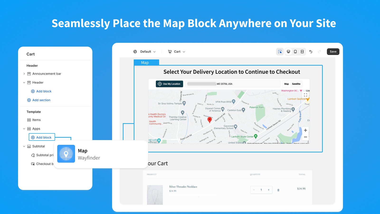 Coloca sin problemas el bloque del mapa en cualquier lugar de tu sitio