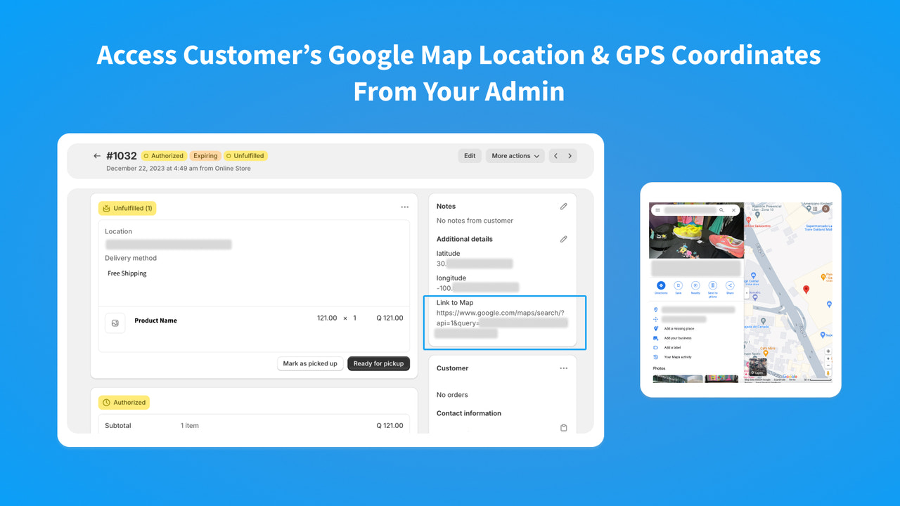 Accédez à l'emplacement Google Map du client depuis votre administrateur