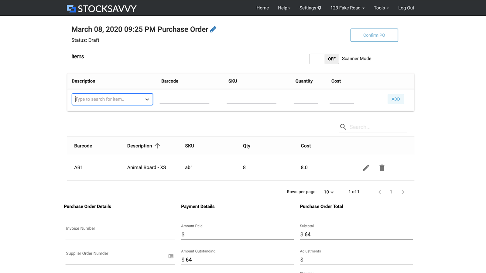 StockSavvy Barcode Scanning Screenshot