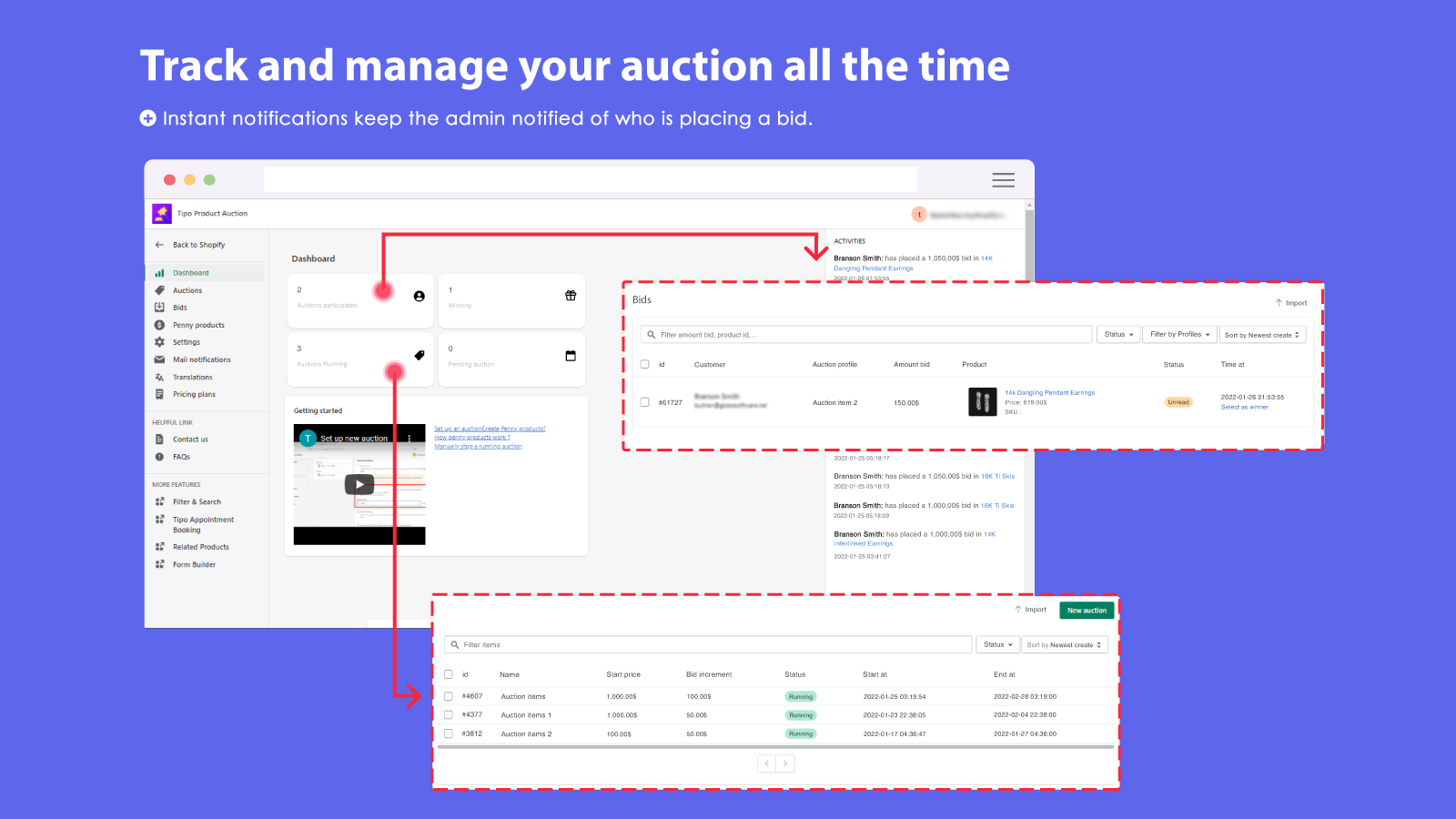 Configurer une enchère pour un produit