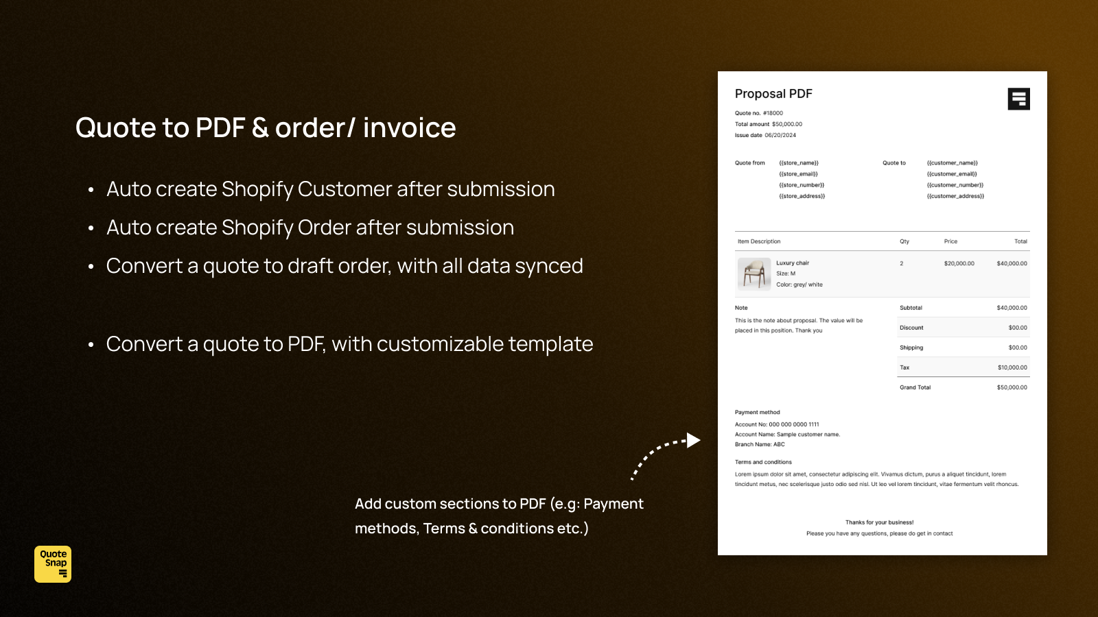 quote snap convert request quote to draft order