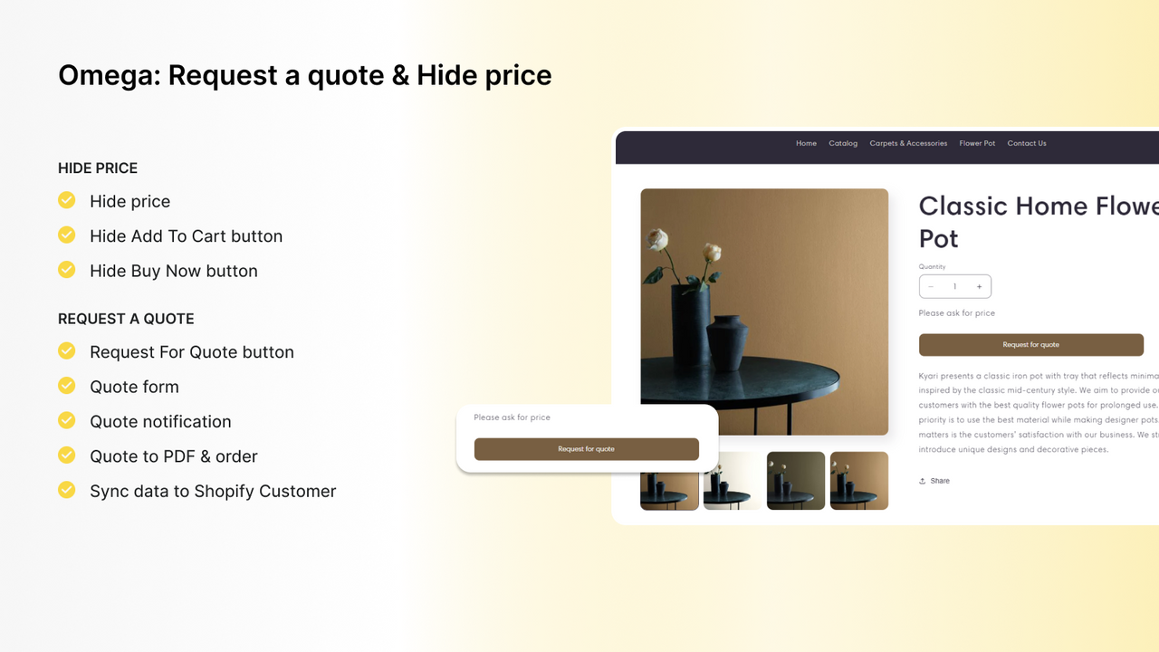 O:Request a Quote ‑ Hide Price - Quote Snap - How to hide price