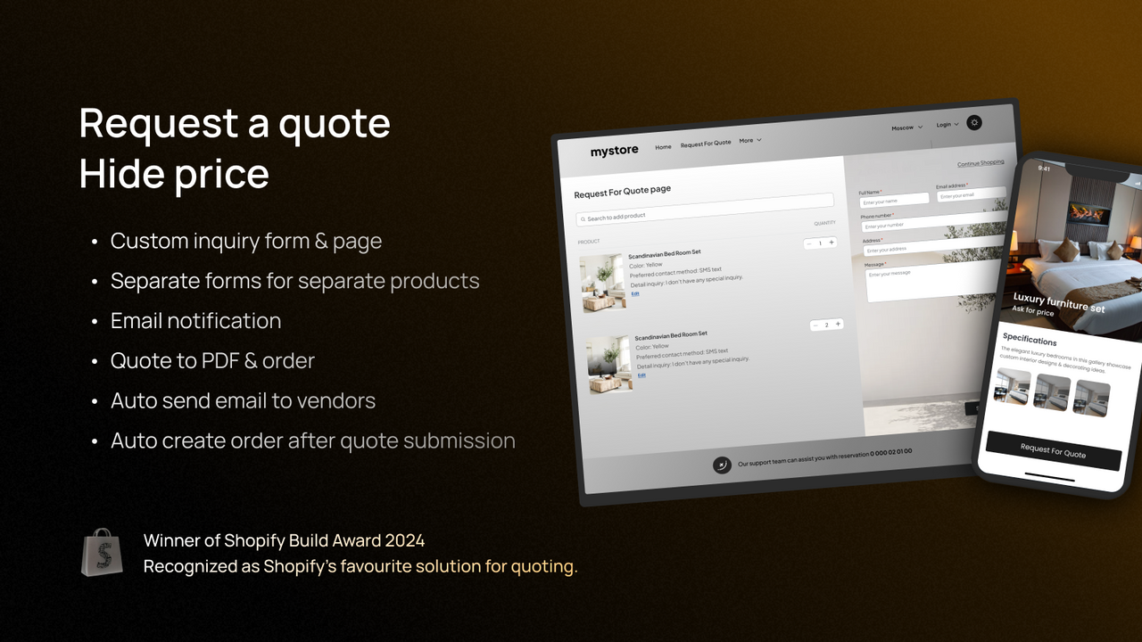 quote snap hide price request a quote B2B contact form