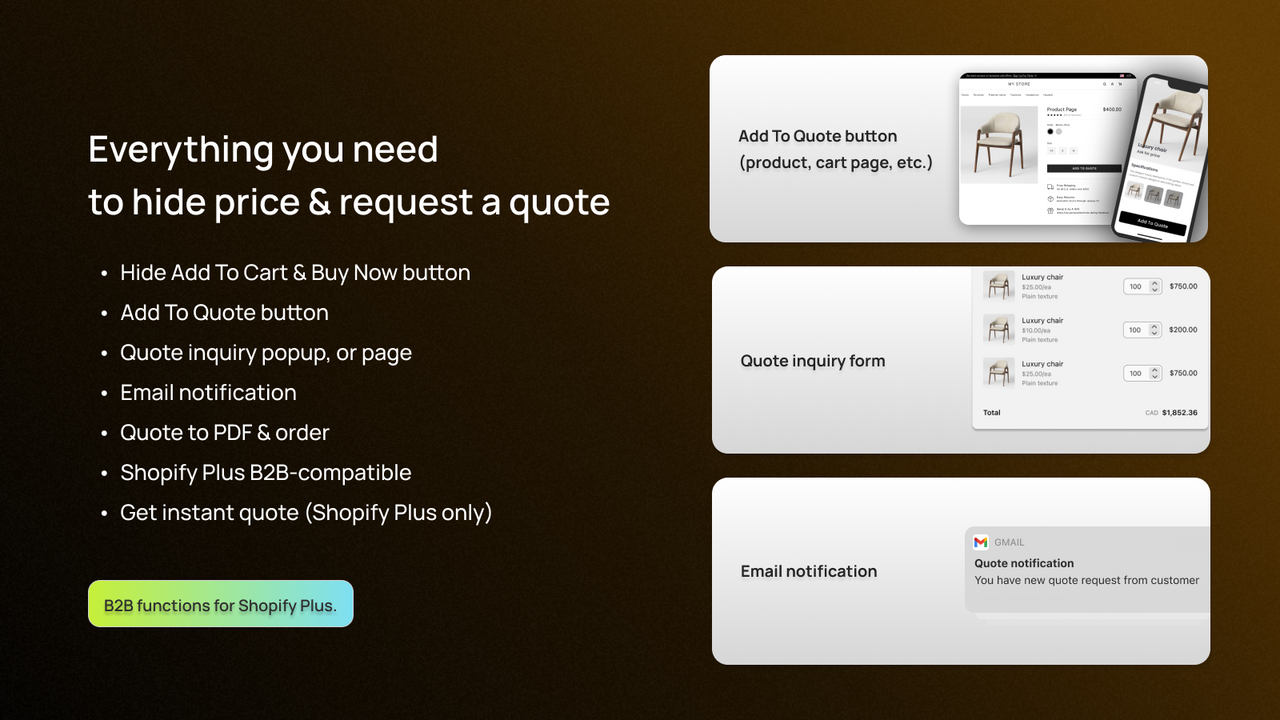 quote snap hide price request a quote B2B contact form