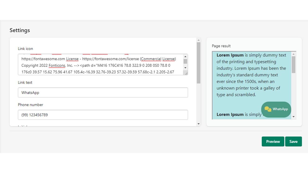 Configuration screen