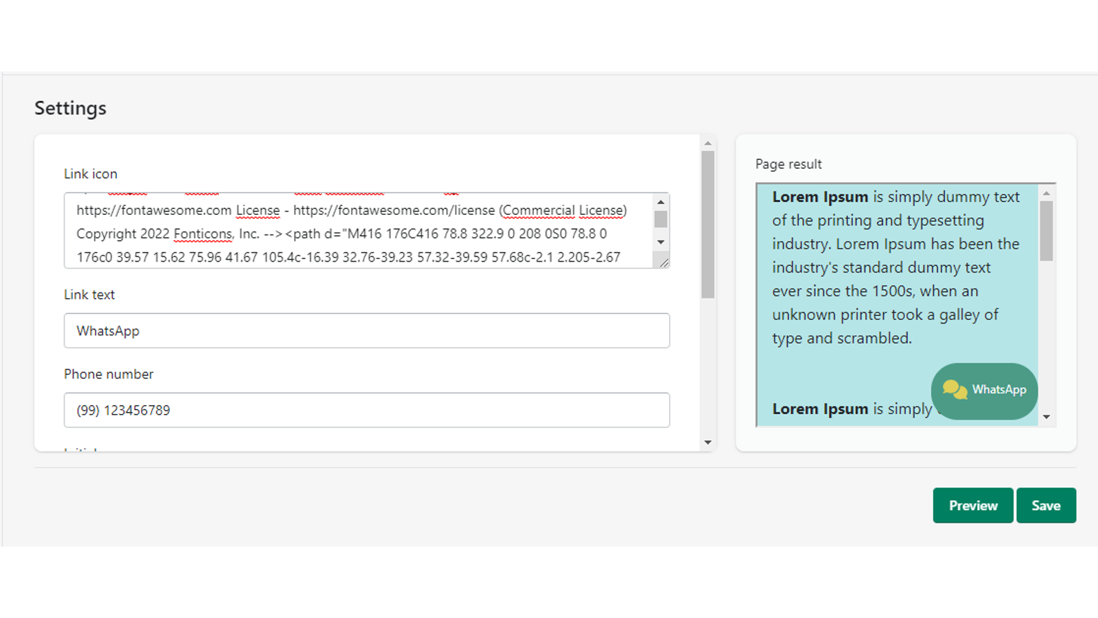 Configuration screen