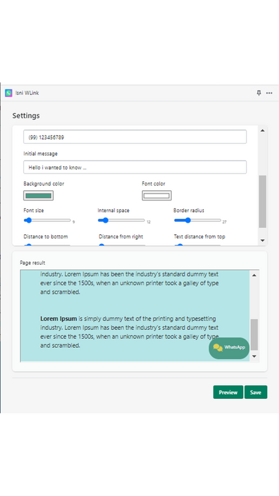 Tela de configuração móvel