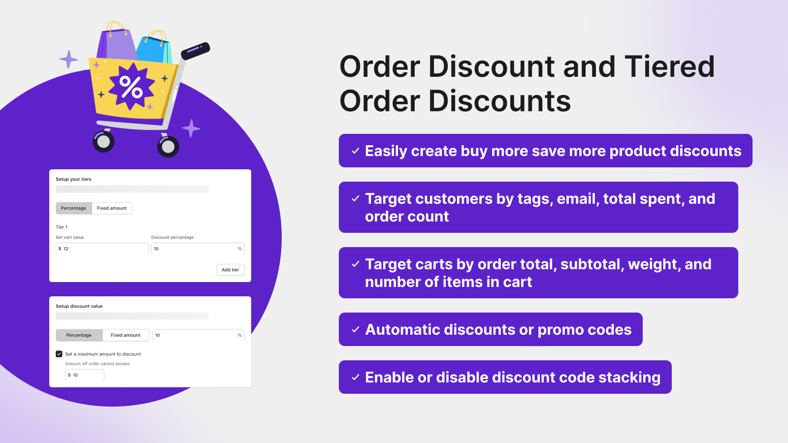 Order and tiered order discounts