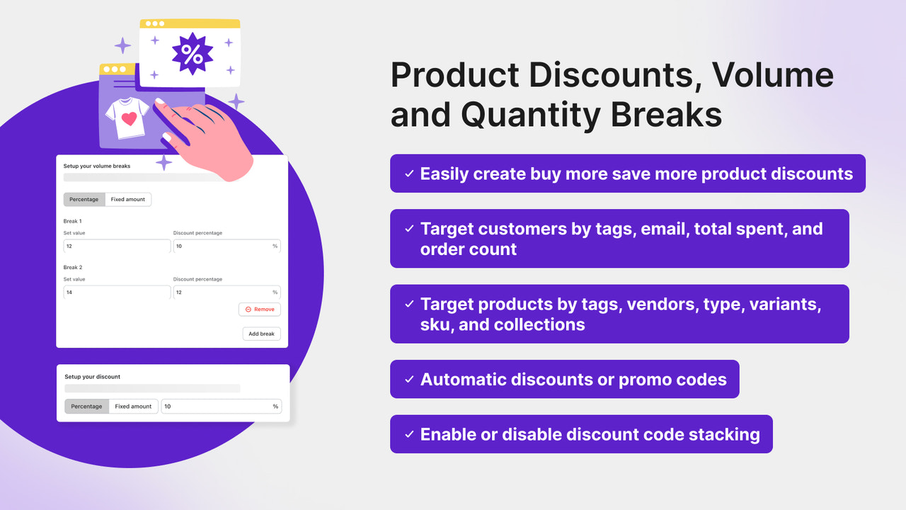 Product discounts and quantity breaks