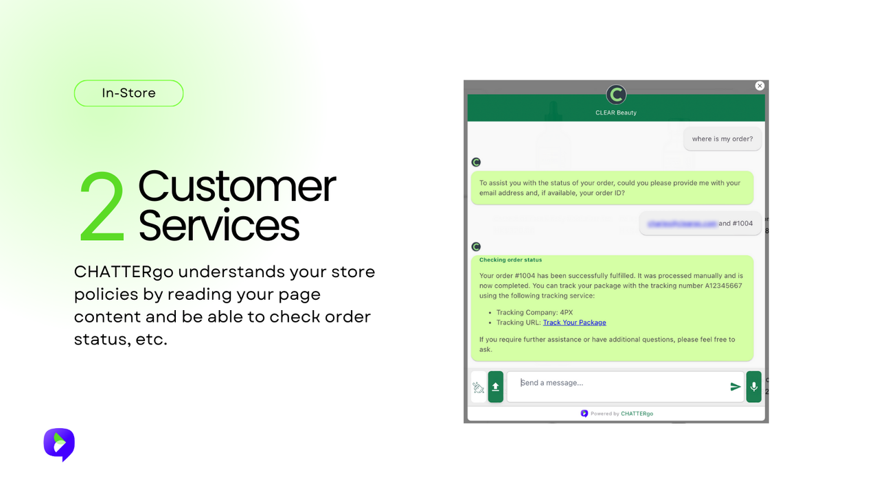 CHATTERgo可以检查订单状态并了解您的商店政策