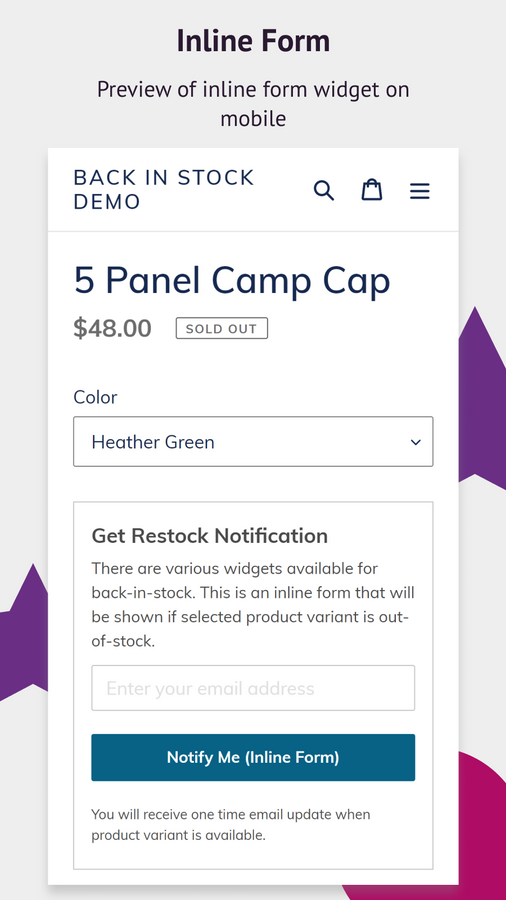 Back In Stock Inline Form