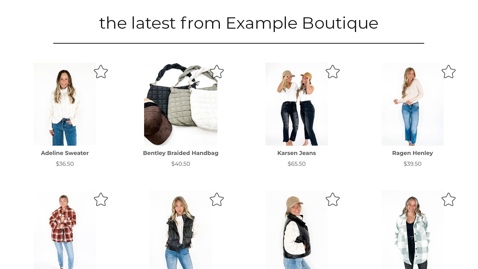 A boutique's photos, linked to their Shopify store