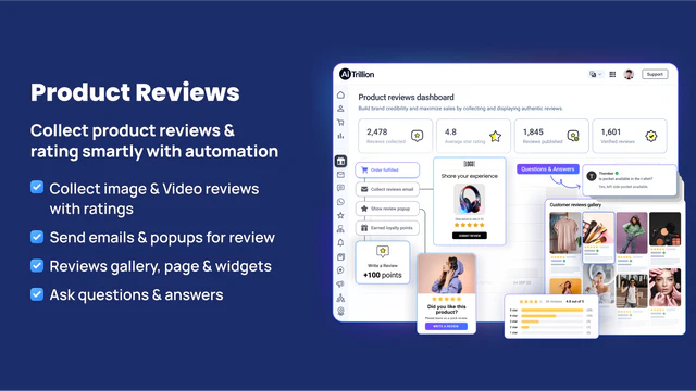 Collect and display product reviews and store review