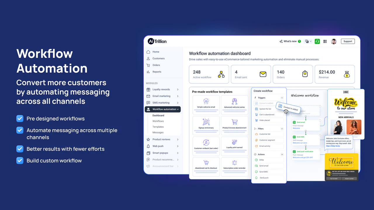 Automatize o engajamento da sua loja com fluxos e comunique-se rapidamente