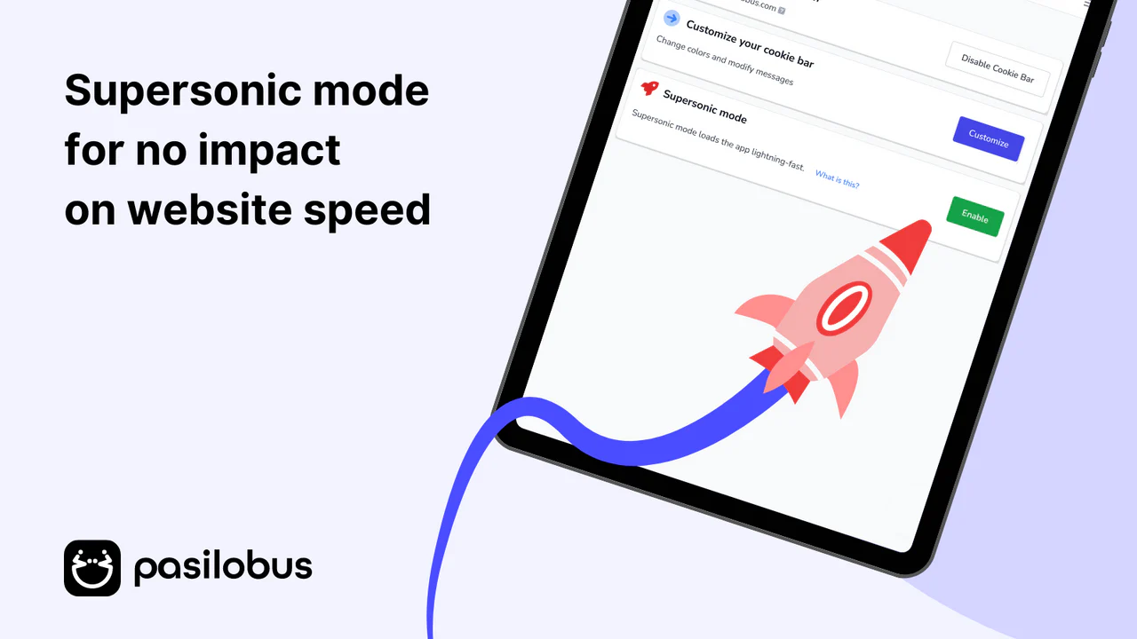 Supersonic mode for no impact on website speed | Cookie bar