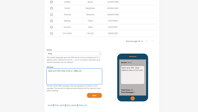 MobiWeb SMS Integration Screenshot