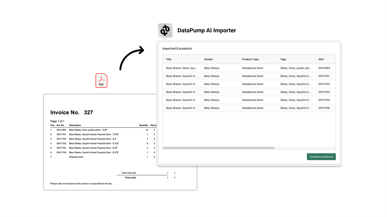 DataPump: PDF-bestand naar producten