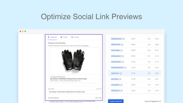 Définissez des images de partage social à part des images de fonctionnalités