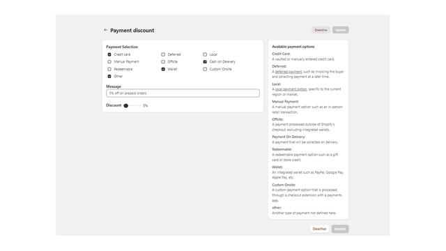 Réduction sur paiement