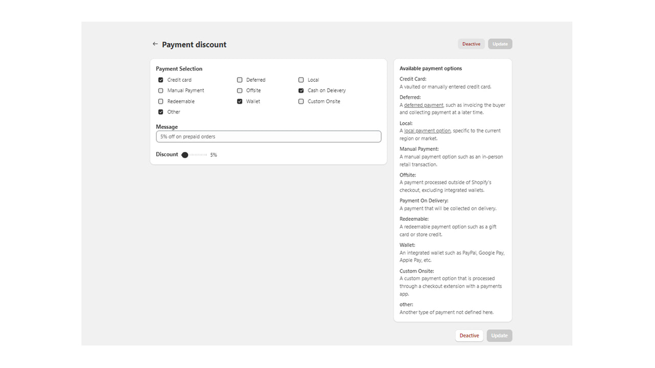 Réduction sur paiement