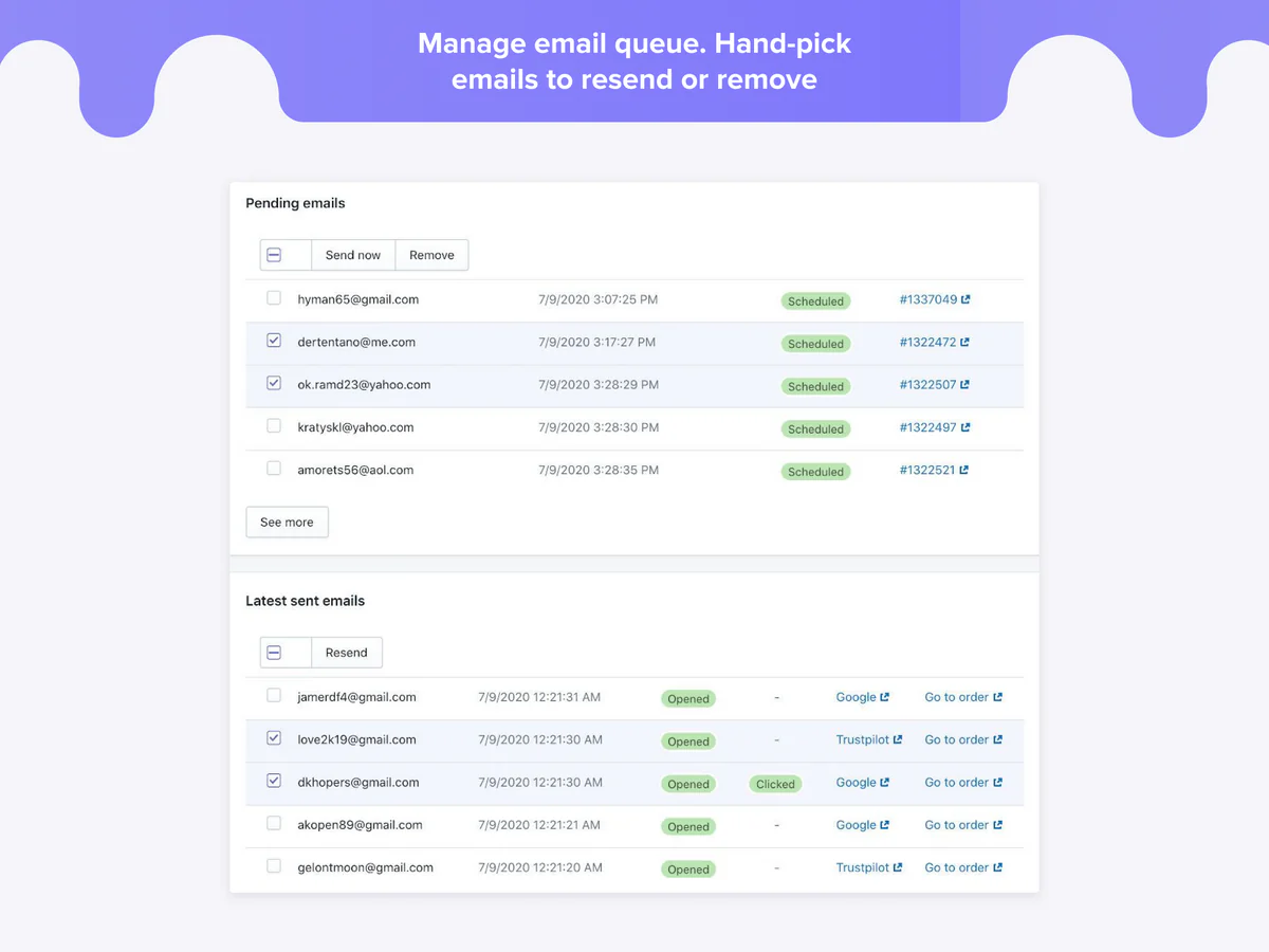 Reputon sent emails metrics