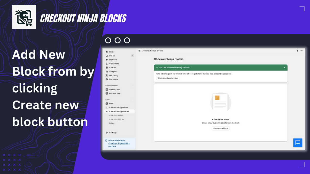 Voeg nieuwe blokken toe door op de knop 'nieuw blok aanmaken' te klikken
